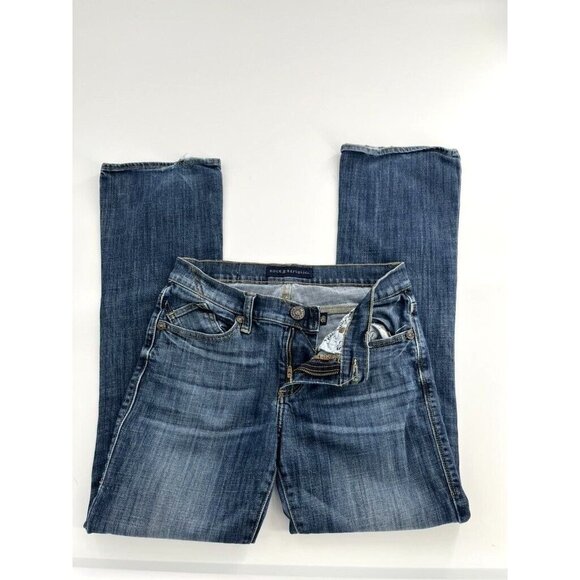 Rock & Republic Kasandra Jeans Size 6S Dark Distressed Bootcut Western - Picture 1 of 9